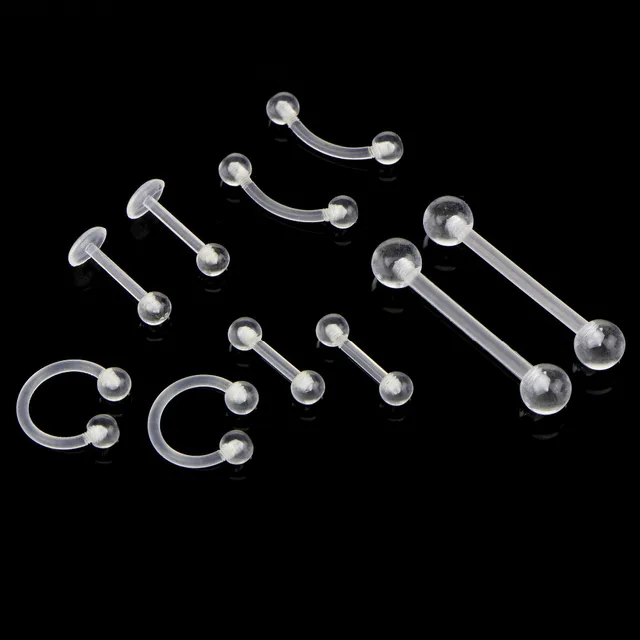 10Pcs/Set New DesignTongue Barbell Simple Nose Ring Retainer Stud Bone
