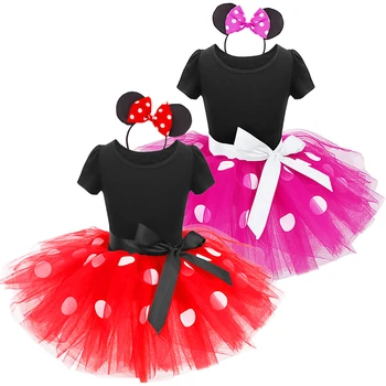 

2pcs Set Baby Kids Girls Minnie Mouse Outfit Girls Polka Dot Minnie Dress Headband Birthday Outfit for Photo Shoot Girls Clothes