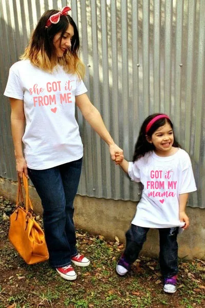 

She Got It From Me & I Got It From My Mama Summer Family Matching Cloth Tshirt Women Son Daughter T-Shirt Kids Girl Boys TShirt