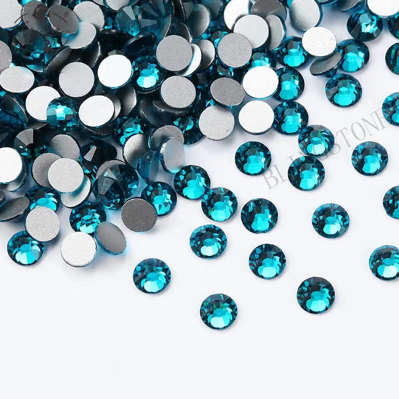 

SS3-SS30 1440pcs Hole blue Flat Back Nail Rhinestone 3D Non HotFix Rhinestones for Nail Art Accessories