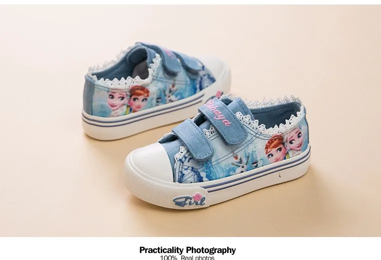 Princess Girls Shoes For Kids Fashion Elsa Anna Kids Shoes 2017 Ice Snow Queen Casual Denim Canvas Children Shoe Girl Sneakers 520 (10)