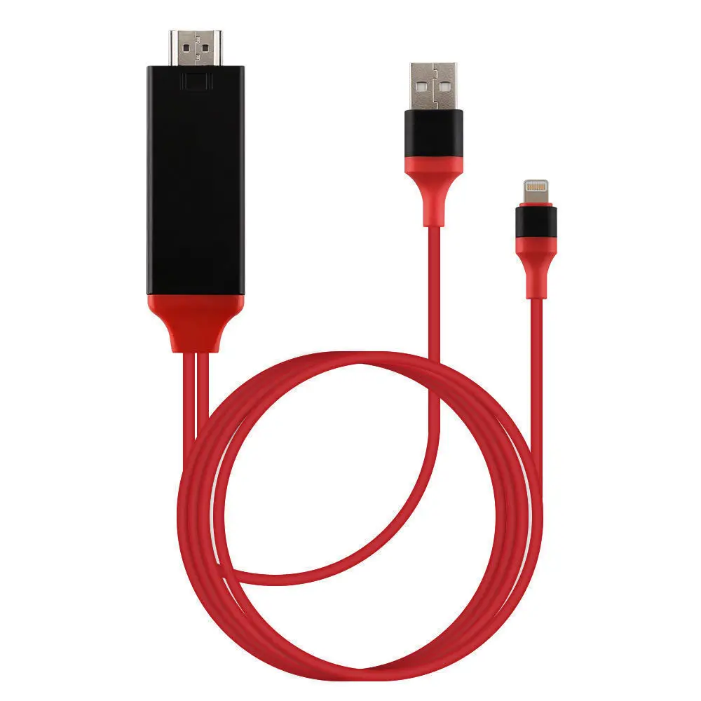 Адаптер HDMI VGA 3 в 1 HDMI кабель для iphone HDMI конвертер Micro usb type C цифровой кабель сплиттер на планшетный проектор ТВ - Цвет: Red Lighting