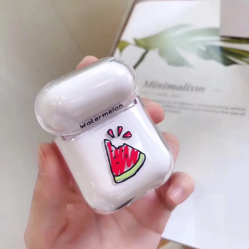 Transparent Case FOR airpod PC Case Cover Bluetooth Wireless Earphone Case For AirPods Apple Box Fruit Coloured Drawing Headset