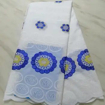 

Special offer African swiss voile lace fabric cotton nigeria perforated dry lace2019 high quality african lace yellow Hoyal blue