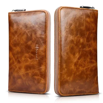 

Original ICARER Premium Genuine Leather High Grade Vintage Passport Wallet Case For iPhone 8 7 Universl Leather Phone Pouch