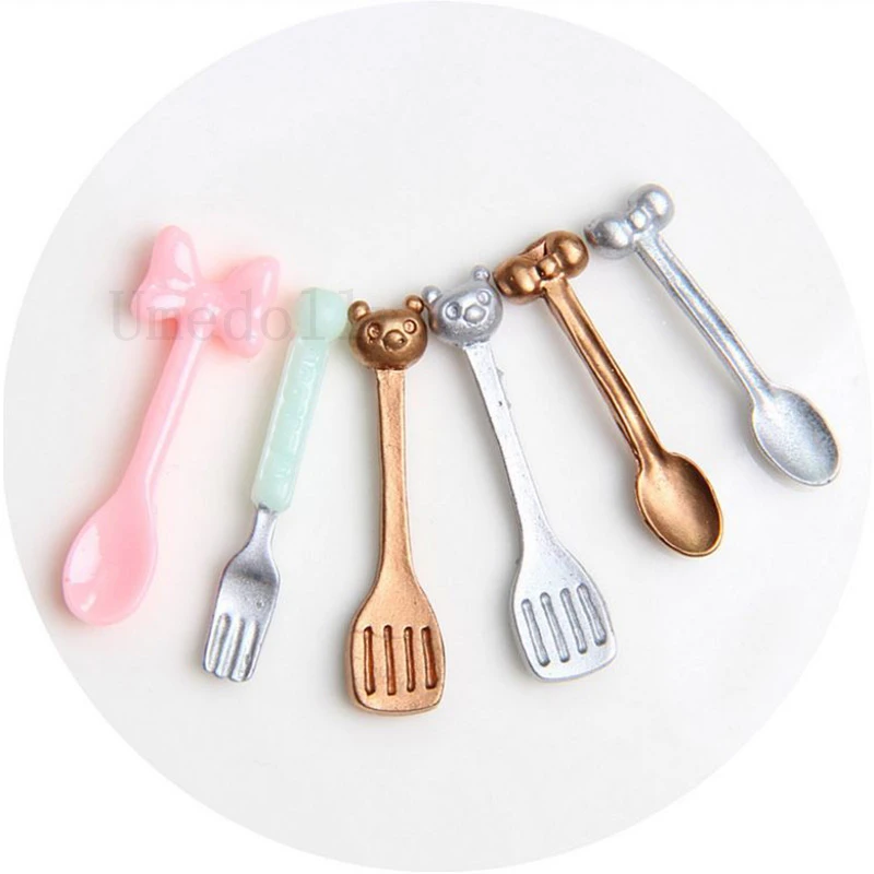 

2pcs Dollhouse Minaiture Mini Spoon Fork Kitchen Tableware for 1/6 Blyth Pullip Barbies Doll Kitchen Food Toy Accessrioes