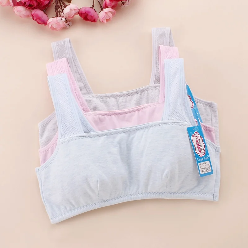 2017 Newest Training Bra For Puberty Children Comfortable Breathable Girls Bra Blue Grey Pink