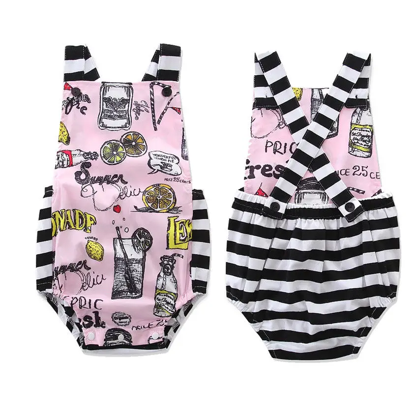 2017 Newborn Baby Girls Graffiti Stripes Bodysuit Clothes Bebes Girl