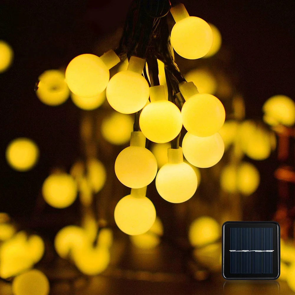 

5m 12m Fairy Garland LED Ball String Lights Waterproof For Christmas Tree Wedding Home Indoor Decoration Solar Battery Powered