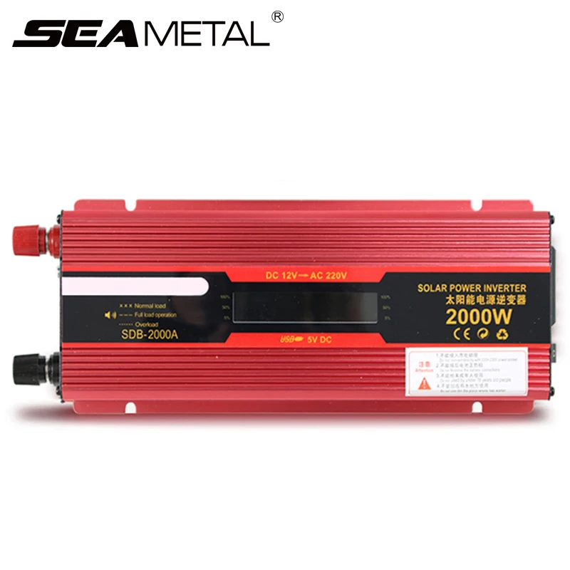 

Car Inverter 12v 220v 2000W Power USB Charger LED Display Auto Inverters Converter Solar Adapter For Home Automobiles Electronic