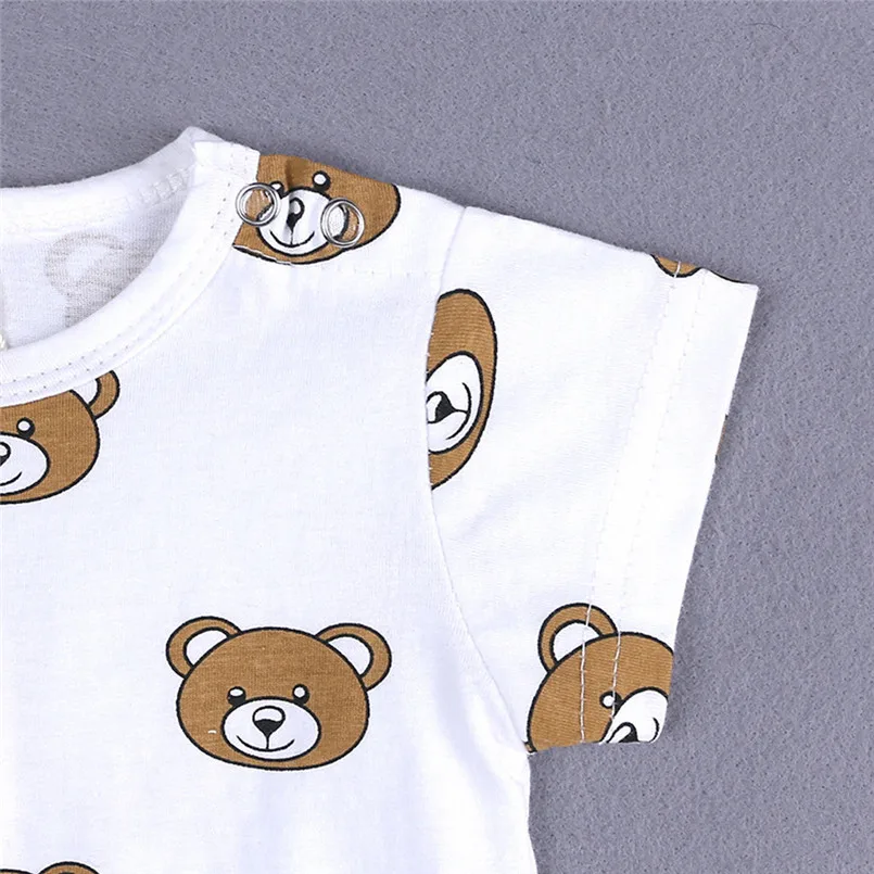 The new fashion cute design Toddler Infant Baby Girls Boys Short Sleeve Cartoon Print jumpsuit Romper  (3)