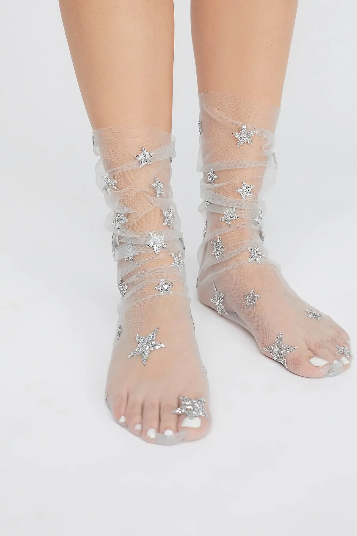 Новые женские блестящие мягкие прозрачные сетчатые Носки Прозрачные ультратонкие ажурные носки - Цвет: Серый