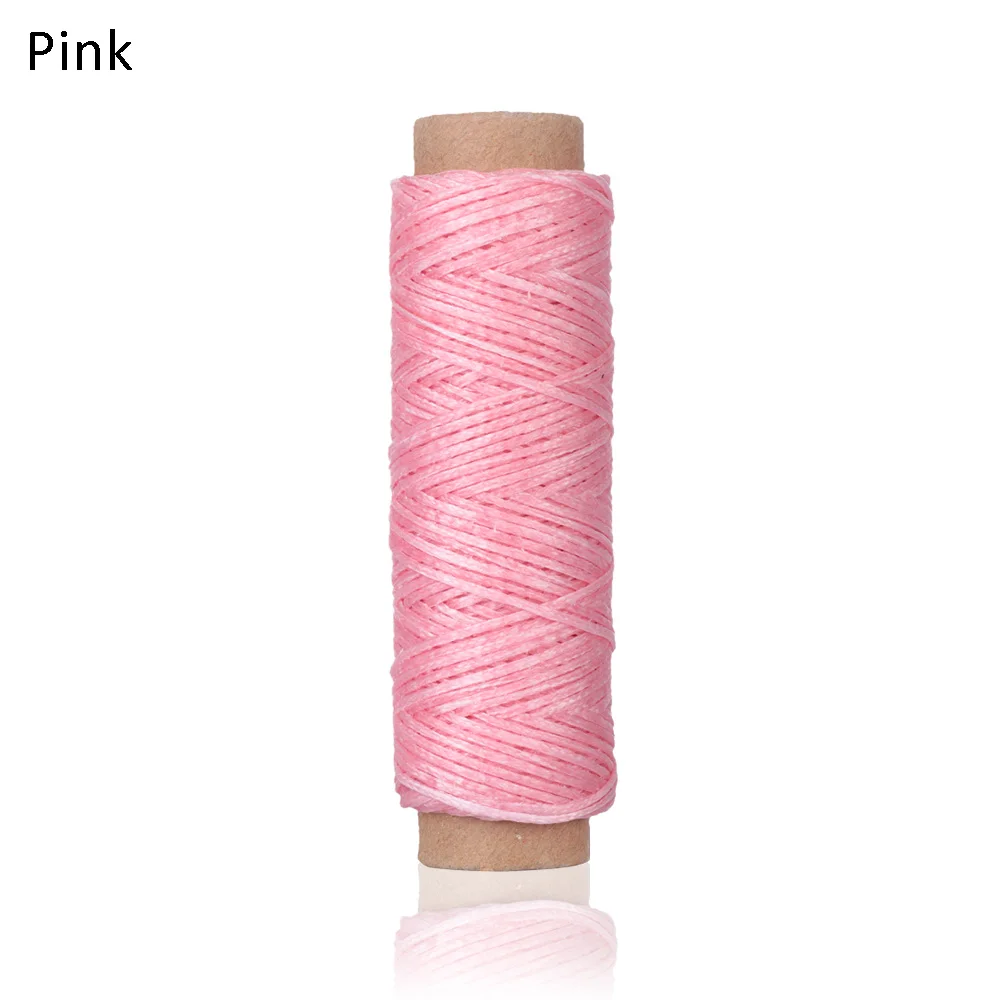 30m/Roll 1mm Durable Waxed Thread Cotton Cord String Strap Hand Stitching Thread For Leather Material Handcraft Tool - Цвет: Розовый