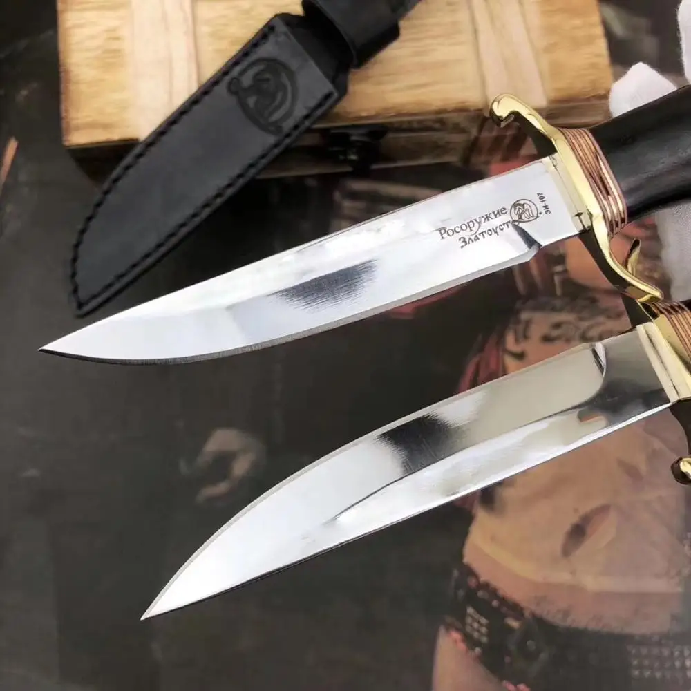 DuoClang ROSARM s-образные армейские Прямые ножи, черные железные деревянные ручки, нож с фиксированным лезвием, коллекция, лучший подарок