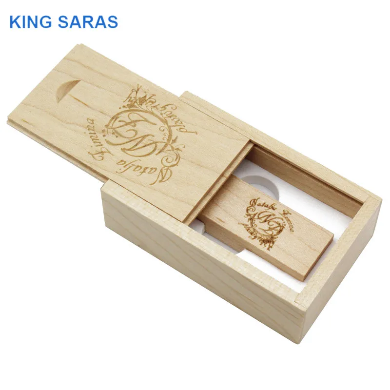 KING SARAS клен деревянный+ коробка логотип usb флэш-накопитель 4 ГБ 8 ГБ 16 ГБ 32 ГБ 64 ГБ usb 2,0 фотография подарок U диск