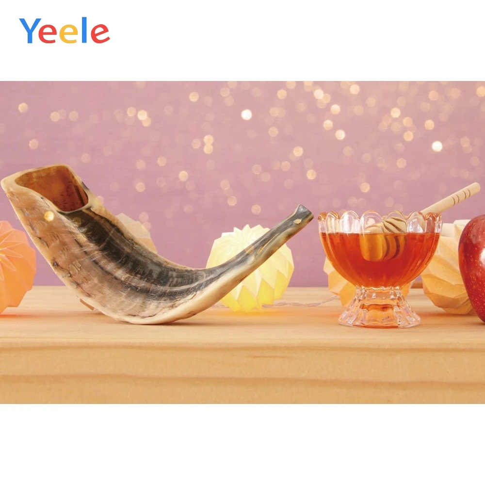 Yeele Happy Rosh Hashanah Shofar Photography Backdrop Honey Pomegranates Apples Light Bokeh Wood Background For Photo Studio | Электроника
