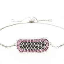 Золотая, серебряная цепочка браслет micro pave cz веревка Роза кубический цирконий регулируемый плетеный браслет браслеты xt43 талисманы женские ювелирные изделия