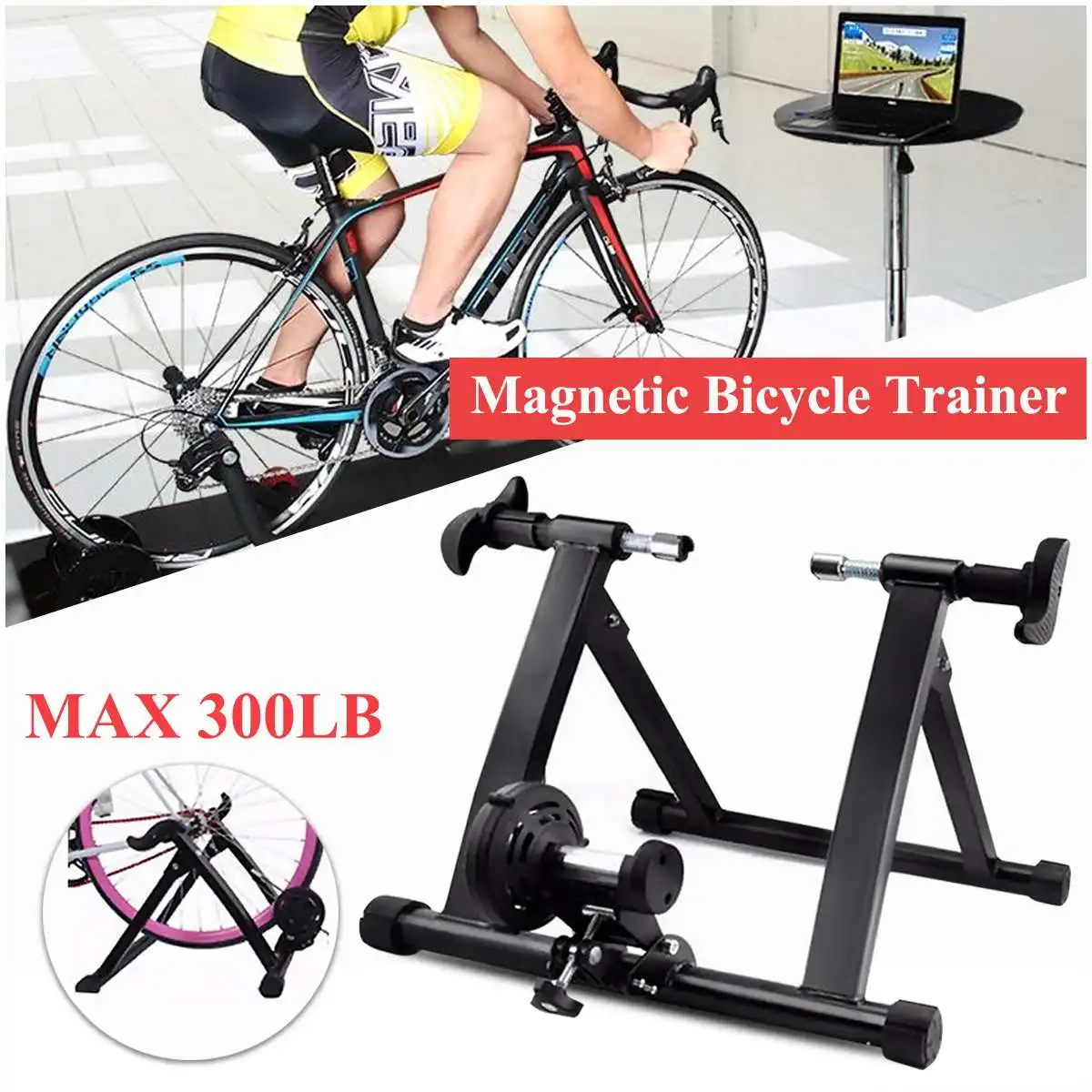 

Bike Trainer Bicycle Trainer Portable Foldable Indoor Exercise Magnet Resistance Solid Cycling Trainer Stand