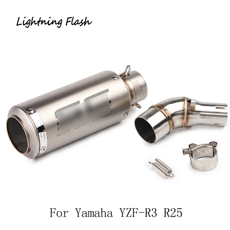 

For Yamaha YZF-R3 R25 Stainless Steel Motorcycle Exhaust Mid Tail Pipe Set 51 mm After Escape Slip On All Years Dirt Bike Elbow