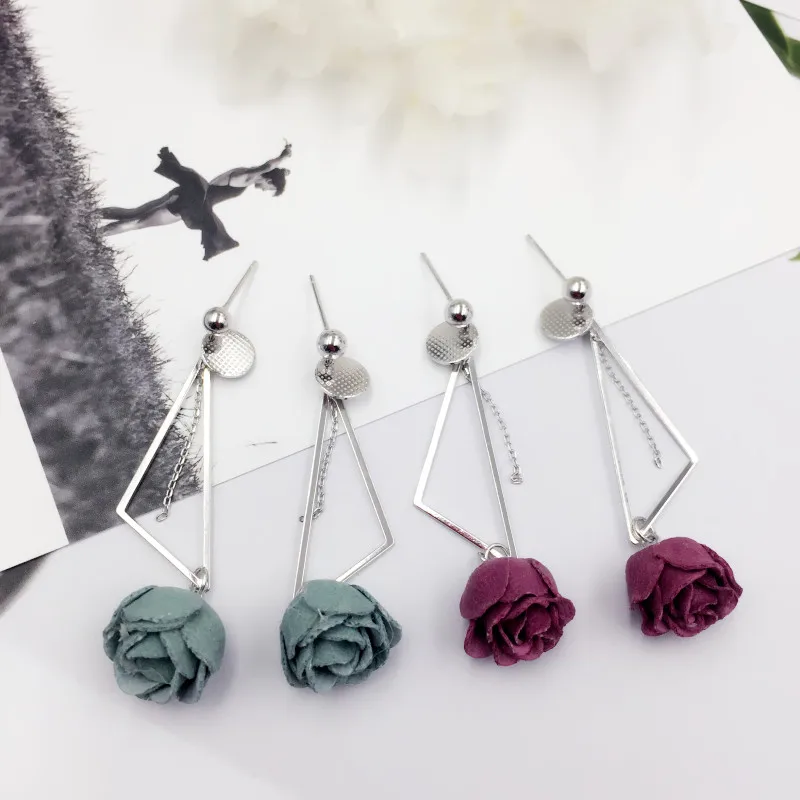 

New 925 Sterling Silver Earring Romantic Flower Drop Earrings for Women Korean Geometric Earring Wedding Jewelry Gift