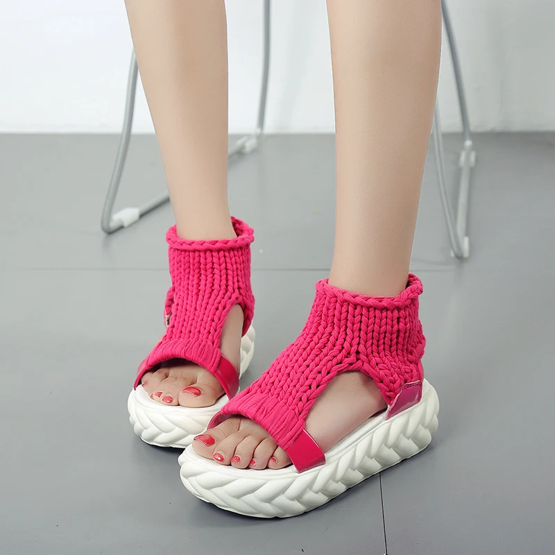 Buy 2017 New Woolen Knitted Sandals Women's Heals