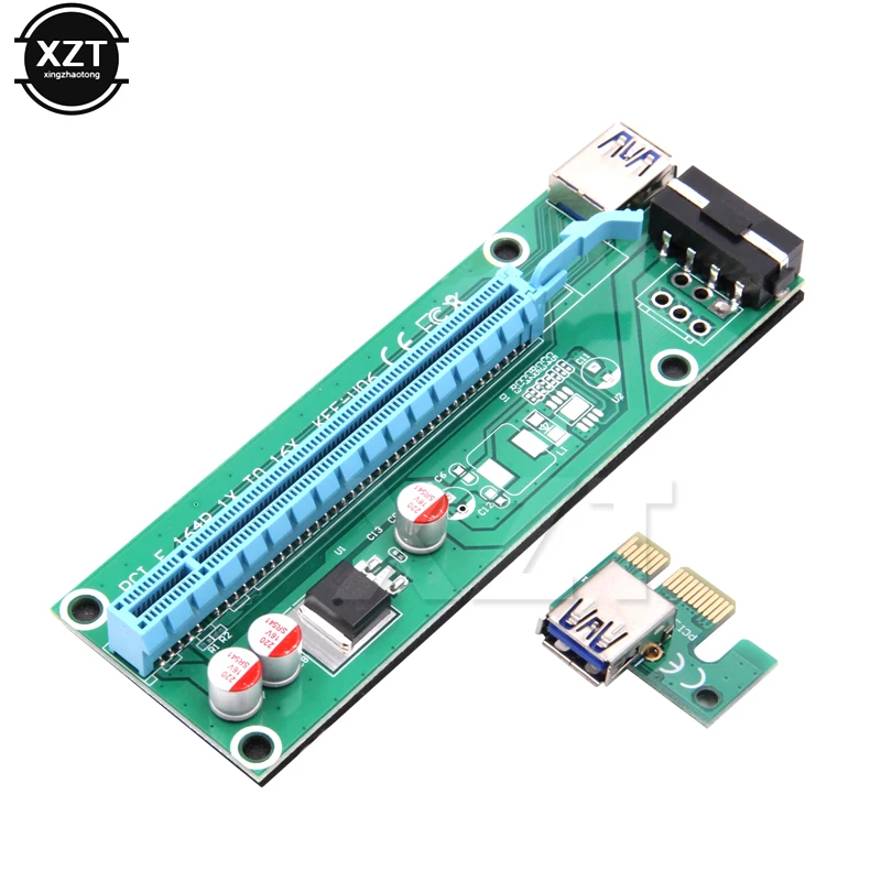 PCI Express E 1X до 16X Riser Card адаптер PCIE Extender + 60 см USB 3 0 кабель SATA к 4Pin IDE Molex разъем питания