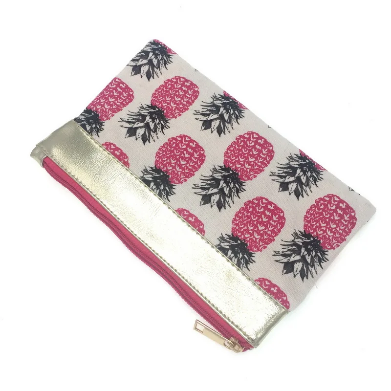KANDRA Quality Fabric Cosmetic Bag Tropical Pineapple Floral Pattern Travel Pouch Clutch New Small Zipper Change Purse 2019 KANDRA Quality Fabric Cosmetic Bag Tropical Pineapple Floral Pattern Travel Pouch Clutch New Small Zipper Change Purse 2019