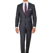 Новое поступление Летний стиль шерсть темно-серый 3 шт. две кнопки с Нотч Slim Fit мужской костюм