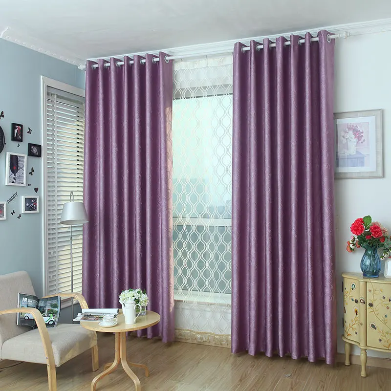 

Popangel New Pattern 3D Embossed Polyester Plain Blackout Living room Blackout Window Cloth Curtains Europe Style Gray Drapes