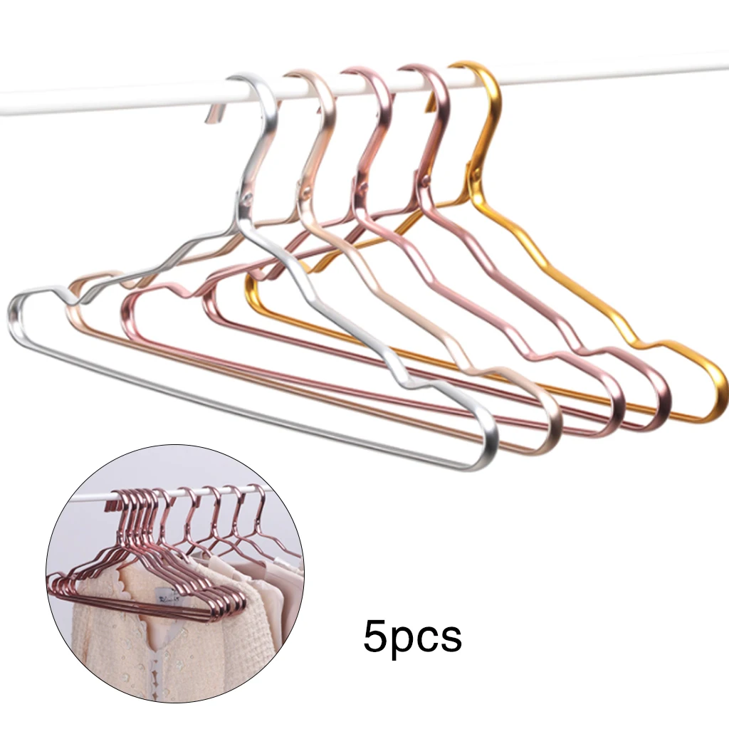 5 Pcs Non-Slip Clothing Hangers New Thicker Aluminum Alloy Drying Racks Home Seamless Anti-Rust Hanger Windproof Clothes Rack