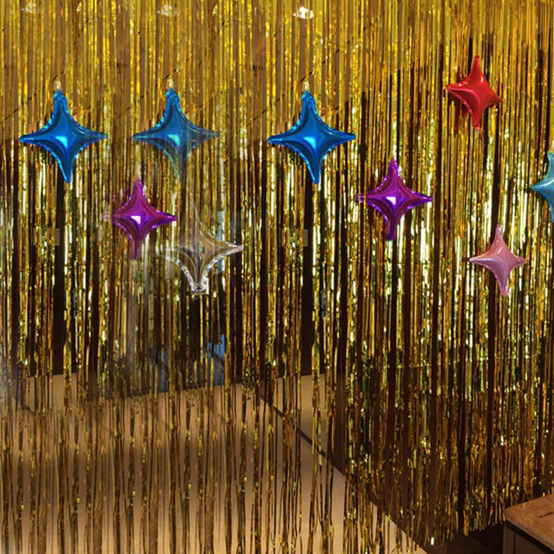 Plastic Shimmer Metallic Fringe Tinsel 5pcs 100cm*10cm Foil Tinsels