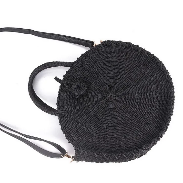 Round Rattan Straw Beach Shoulder Bag