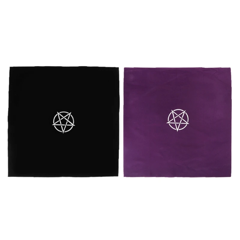 

49x49cm Pentacle Tarot Tablecloth Flocking Fabric Astrology Constellation Game