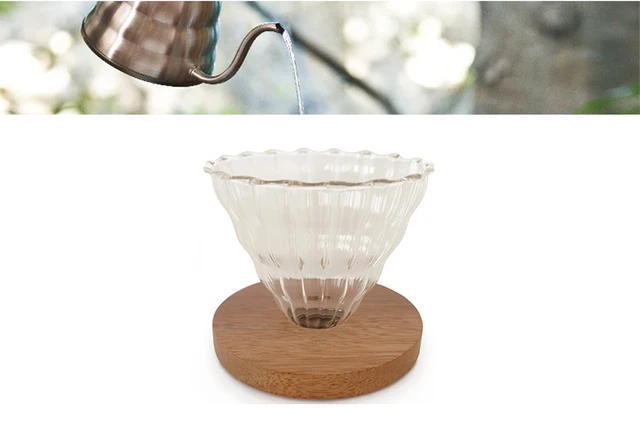 Cheap Glass Coffee Dripper for Havio 60, Size 02, Taun Wood and Ash Wood