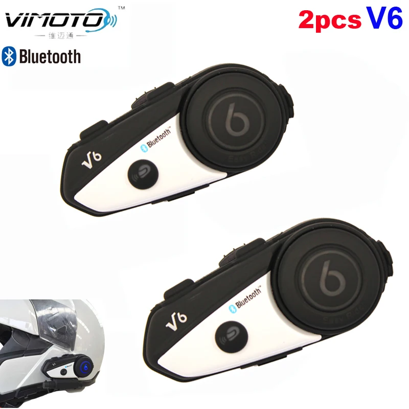 

2pcs Vimoto V6 600mAh 10m Intercom Motorcycle Bluetooth Helmet Stereo Headset Headphone Multipoint Connection GPS BT Interphone