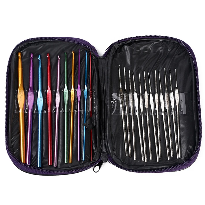 

22pcs/set Multicolour Aluminum Crochet Hook Knitting Kit Needles Set Weave Craft Yarn Stitches Free Shipping