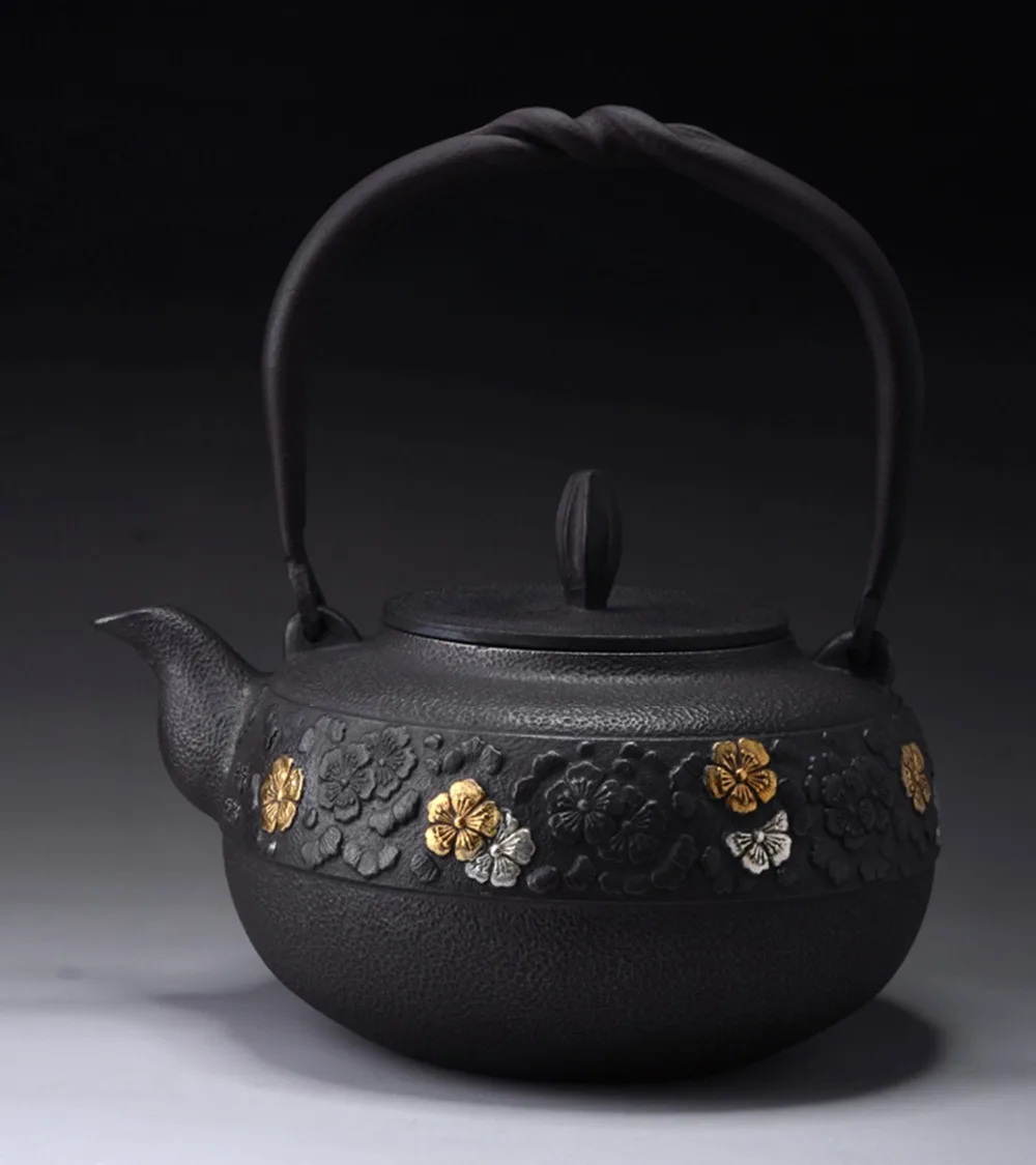 Cast Iron Tea Pot Set Japanese Teapot Tetsubin Kettle Drinkware 1400ml