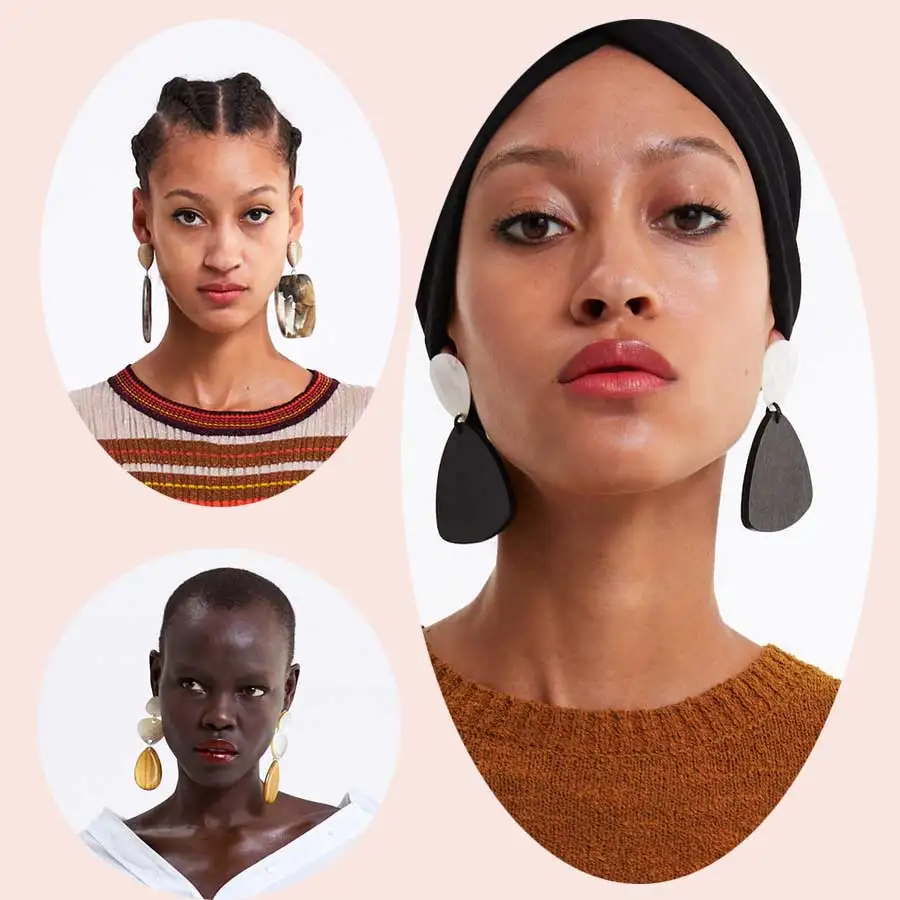 

Dvacaman ZA Geometric Resin Pendant Drop Earrings Women Long Rectangle Triangle Dangle Earrings Trendy Indian Bridal Jewelry INS