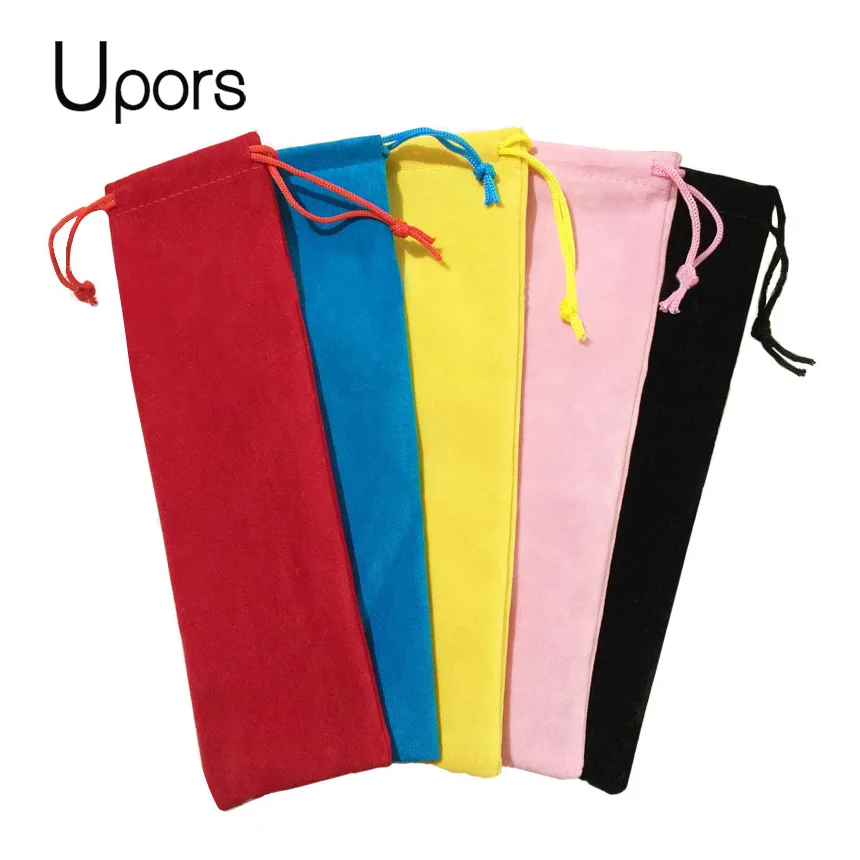 

UPORS 50PCS Stainless Steel Straw bag Chopsticks Spoon Velvet Bag Straw Pouch Wholesale