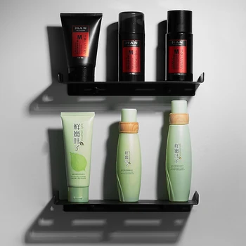 

Black Bathroom Accessories 304 Stainless Steel Bathroom Shelf Shower Caddy Rack Wall Mount Bathroom Shelves