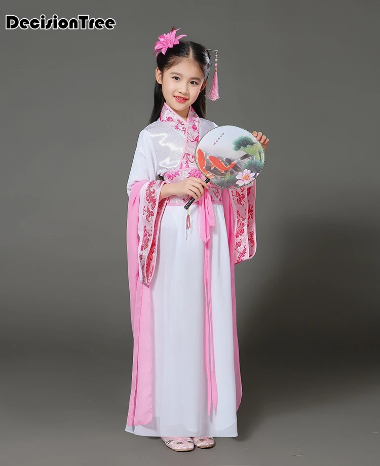 Новые детские традиционные китайские танцевальные костюмы, зеленое платье с рукавами для девочек, детская одежда, Древний китайский