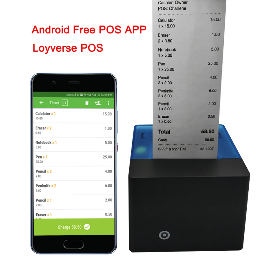 POS Bluetooth Printer Mobile Mini Portable Thermal Receipt Printer