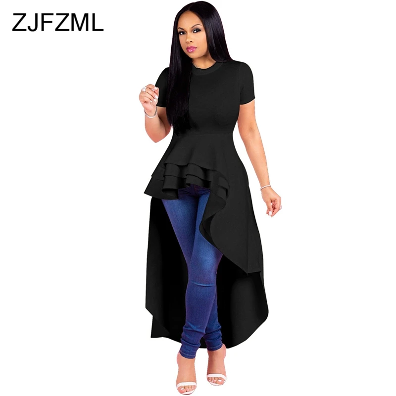 Sexy Plus Size Irregular Maxi Party Dress Women Multilayer Ruffle Front Short Back Long Dress Summer Short Sleeve Big Size Dress
