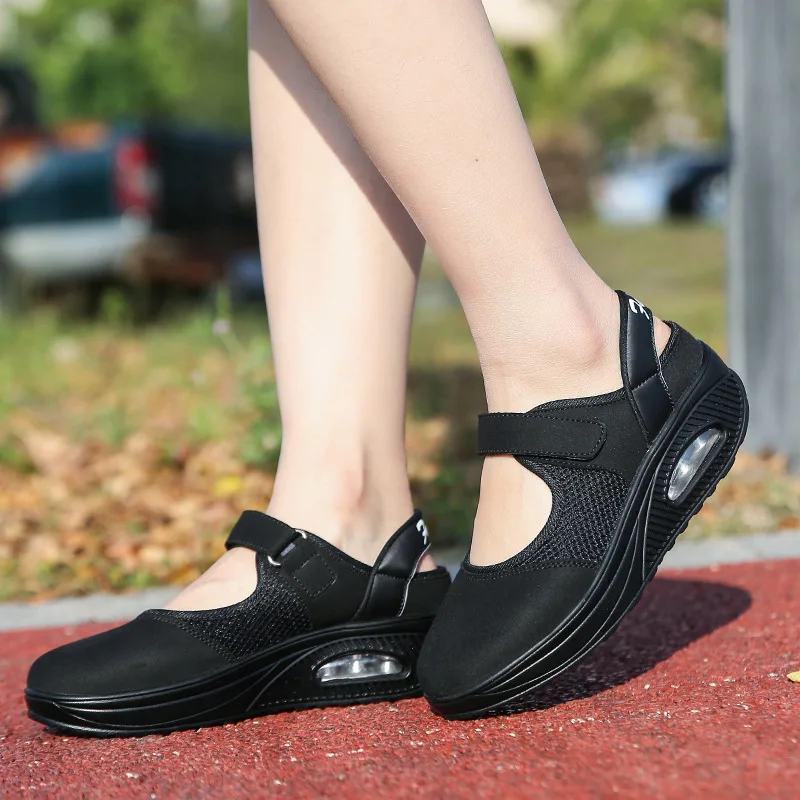SWYIVY Woman Slimming Shoes Breathable Mesh Lose Weight Sneakers Platform New Spring Female Light Sport Shoes Large Size 42