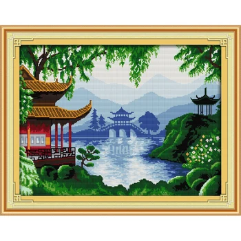 

Everlasting love Garden views Chinese cross stitch kits Ecological cotton stamped printed 11 14CT DIY New Christmas decorations