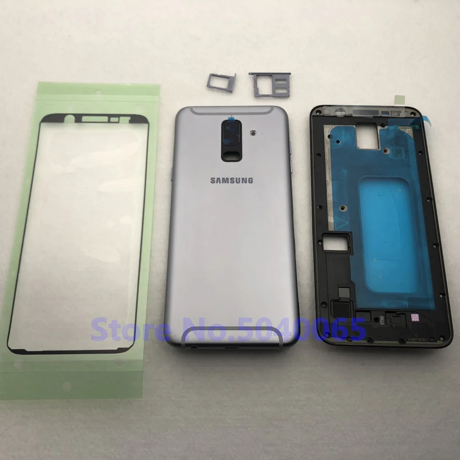 Задняя крышка батарейного отсека с кнопкой для Samsung Galaxy A6 Plus 2018 A605 A600 A600F задняя