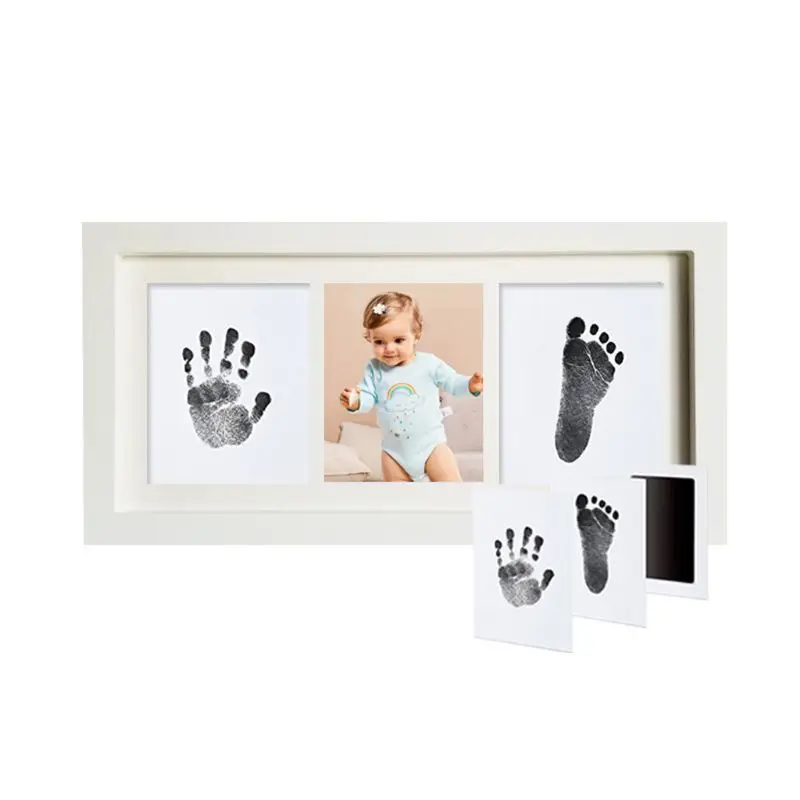 

Baby Handprint Kit & Footprint Photo Frame for Newborn Girls and Boys Unique Baby Shower Gifts Set Memorable Keepsake Box