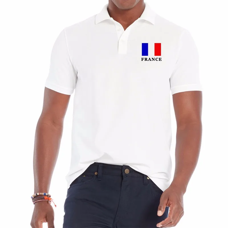 BLWHSA Лето Франция вентиляторы Cheer мужские рубашки короткий рукав отложной воротник Национальный Флаг Франции дышащая хлопковая футболка одежда