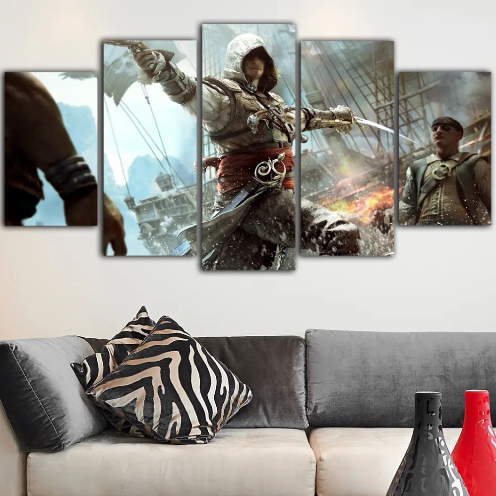 5 шт. Cuadro Decorativo Assassins Creed холст художественные настенные картины для гостиной живопись настольная игра картина плакаты искусство