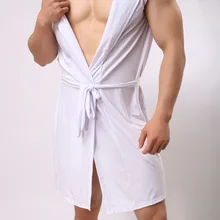 Мужской Халат hombre, сексуальная ночная рубашка, пижама, мужской шелковый халат, спортивный костюм с капюшоном